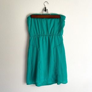 Volcom Beach Teal Mini Dress Strapless